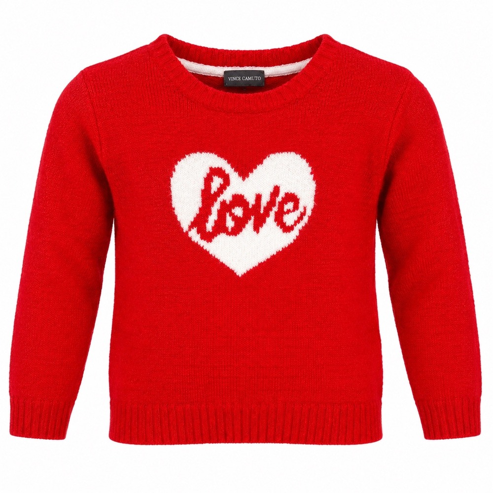 Vince Camuto Heart Sweater Love Graphic Red Girls Size XS 4/5